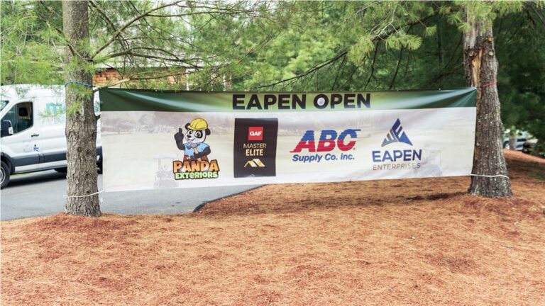 The Eapen Open banner with Panda Exteriors and the event’s sponsors